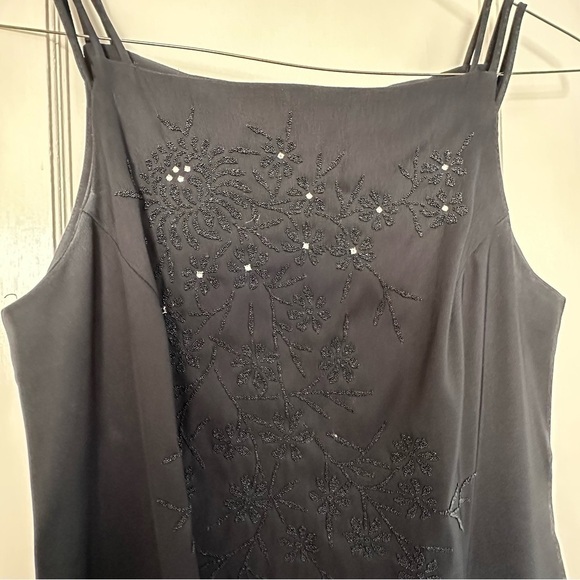 Vtg. CDC Dress Sheath Formal Y2K Black Square Neck Beads Spaghetti Straps Sz 12 - Picture 6 of 12